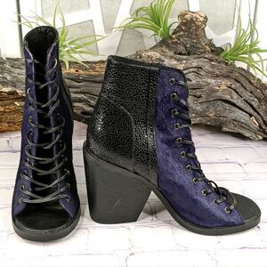 Finders Keepers Hitched Lace Up Pony Hair Booties